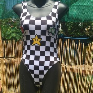 Super Mario Checkered Bathing Suit: one piece
